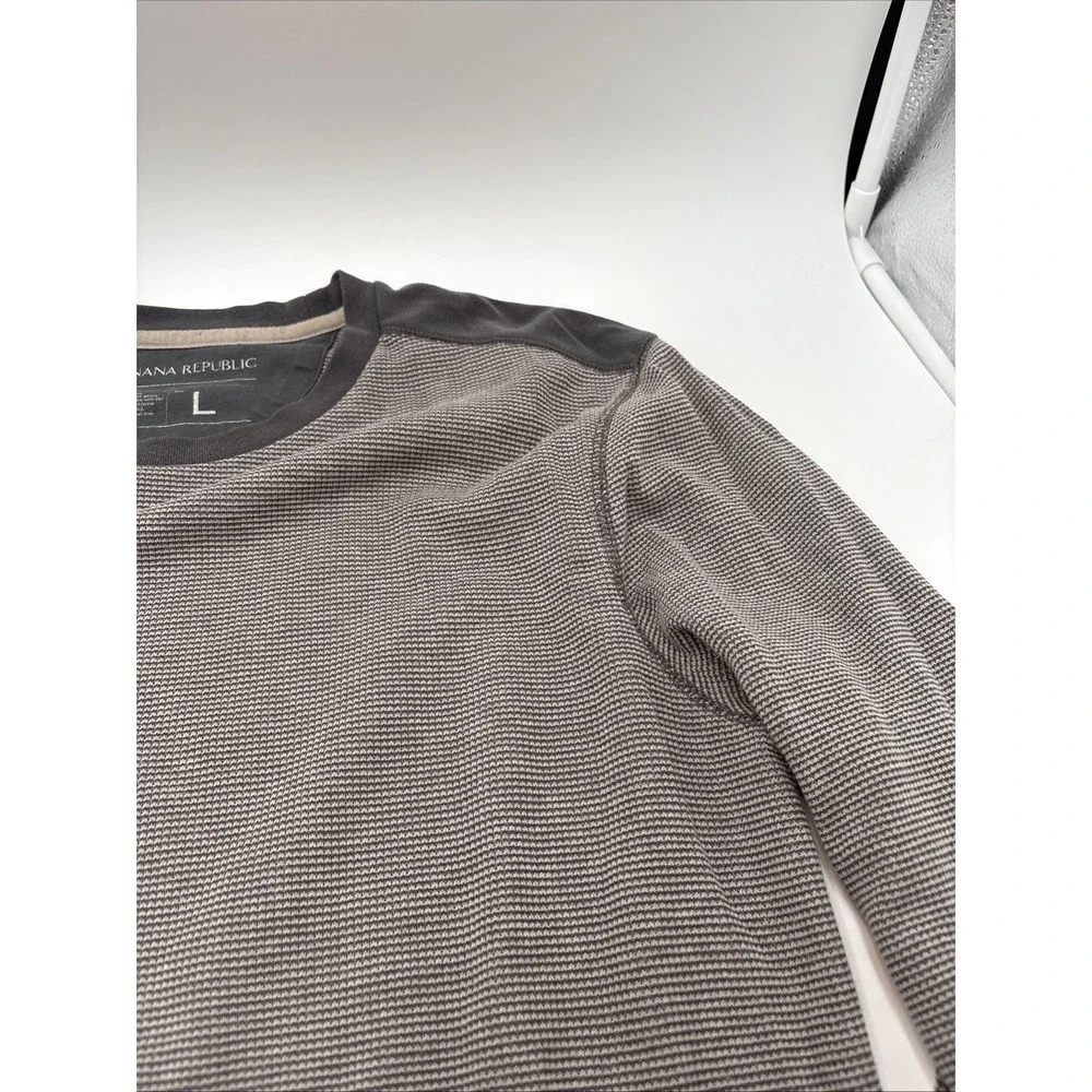 Banana Republic Thermal Style Long Sleeve‎ Shirt Mens Size Large Gray Cotton